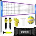 Portable Volleyball Net for Backyard & Beach - 32ft Outdoor Volleyball Set with Adjustable Height (8ft/7.8ft/7.4ft), Boundary Line, Volleyball, Pump & Carry Bag