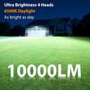 Abovizo 90W Flood Lights Outdoor, 10000LM Dusk to Dawn Outdoor Lighting, IP65 Waterproof, 6500K Daylight, 4 Heads LED Security Light for Garage, Yard, Porch (Black)