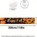 Happy Fall Large Banner Autumn Harvest Thanksgiving Decorations 118x20 Inch for Home Party Backdrop Pumpkin Sunflower Leaves Design Long Polyester Fabric Holiday Banner For gifts
