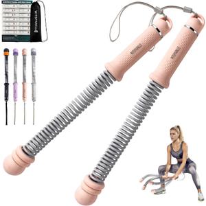 WIitsparklle Portable Adjustable Ropeless Battle Ropes with Pink | Weighted Cordless Workout Rope with Anti-slip Handles for Low-impact Cardio, HIIT, Home Gym and Office Fitness