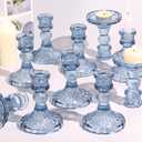Glass Candle Holder Set of 12, Blue Taper Candle Holders Bulk, Vintage Candlestick Holders, Candle Stick Holder for Table Centerpieces, Wedding, Festival & Home Decor