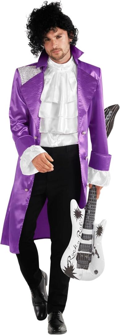 Morph Purple Pop Star Costume Men With Jacket And Wig, Musician Costume Adult, Halloween Costumes For Men (Medium)