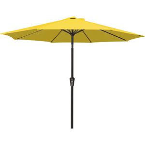 MEWAY 9ft Patio Umbrella Outdoor Table Umbrellas with Push Button Tilt and Crank, Market Umbrella 8 Sturdy Ribs for Deck, Garden, Pool and Backyard, Yellow