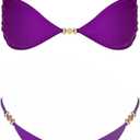 VOLAFA Women's Triangle Bikini Set Tie Solid Sexy Thong Cheeky Two Piece Swimsuit Bathing Suit (6, Purple)
