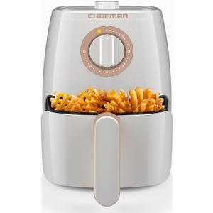 Chefman TurboFry 2-Quart Air Fryer, Dishwasher Safe Basket & Tray, Use Little to No Oil For Healthy Food, 60 Minute Timer, Fry Healthier Meals Fast, Heat And Power Indicator Light, Temp Control, White (2 Quart, White)