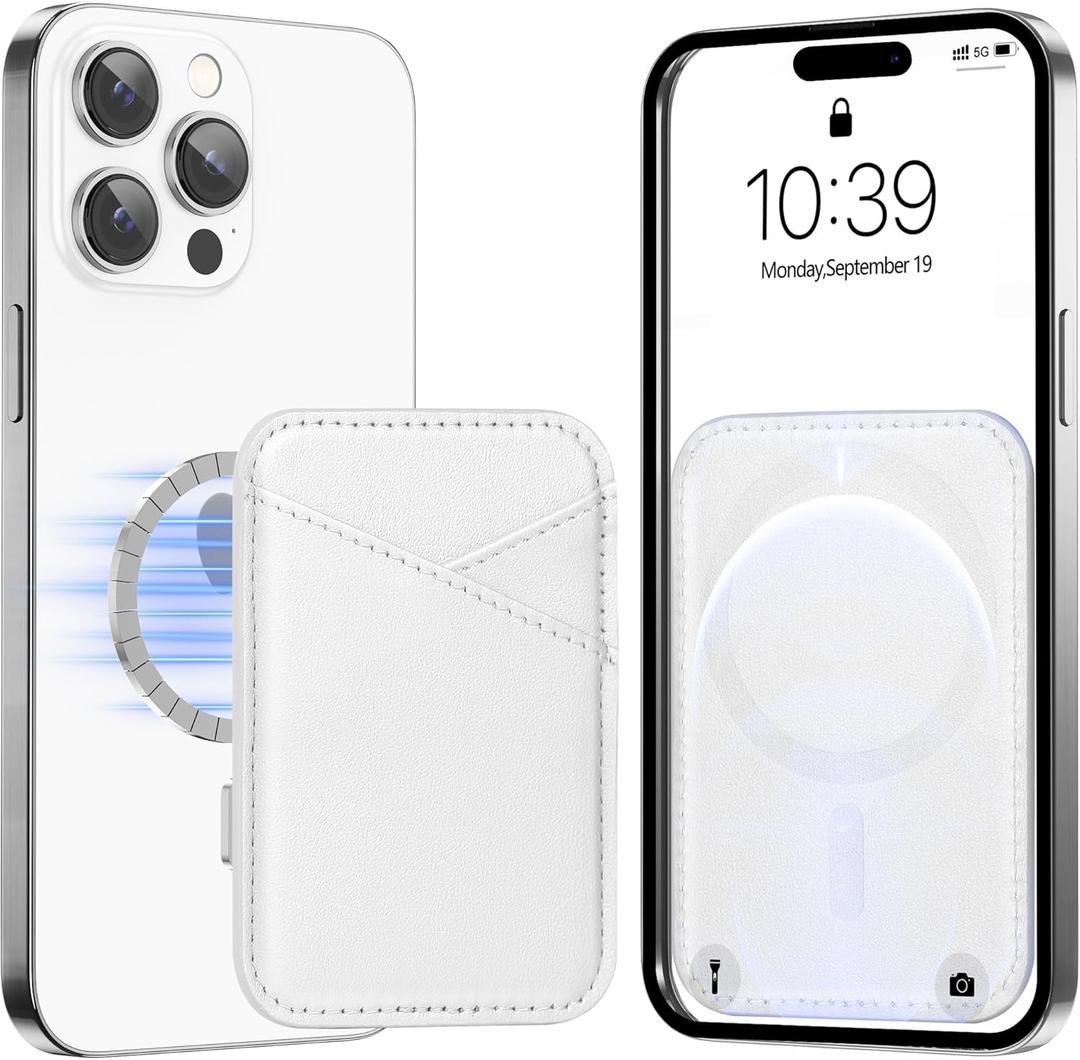 Miroddi for MagSafe Wallet, Strongest Magnetic Card Holder for iPhone 16/15/14/13/12 Series, 2 Independent Card Slot, RFID Blocking, White