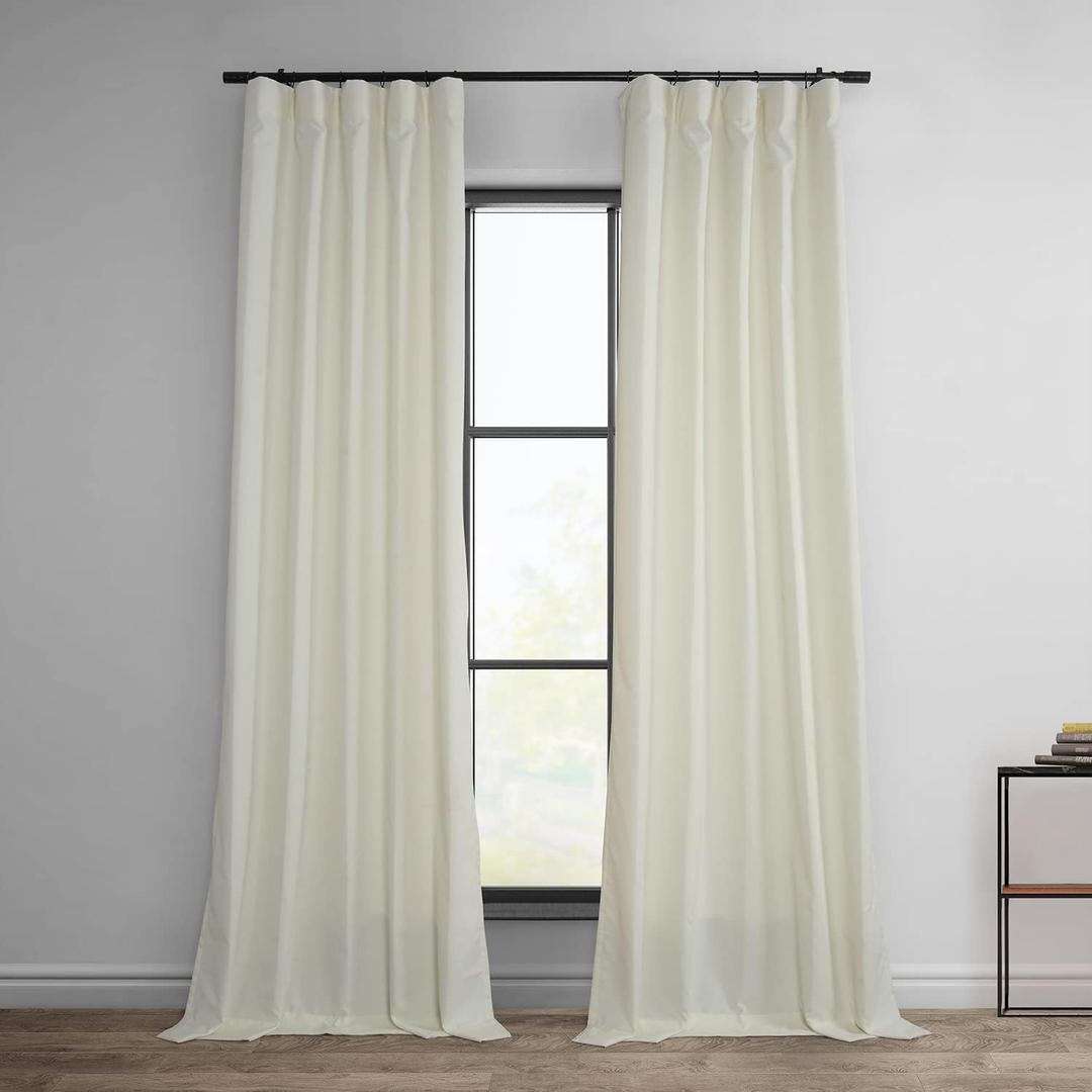 HPD Half Price Drapes Dobby Linen Light Filtering Curtains for Bedroom 50 X 108 (1 Panel), Rod Pocket Curtains for Living Room Home Decor, Off-White