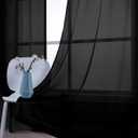 Black Curtains 41 x 93 
Grommet Window Drapes Semi Voile Modern Black Transparent Curtains for Bedroom 