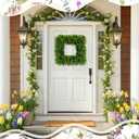 Boxwood Wreaths for Front Door Decor, 20" Artificial Greenery Square Wreath Decorations for Spring Summer Home Door Window Outside Wall Indoor Outdoor Porch and Birthday Wedding Party