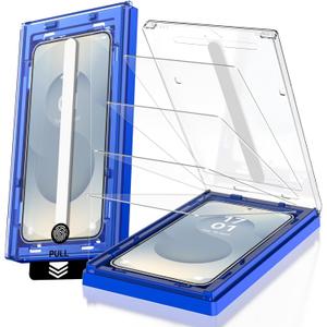 EZ-GLAZ- 4 Pack for Galaxy S25 Plus/ S24 Plus [6.7"] Screen Protector, 100% Fingerprint Unlock, 9H+ Hardness Military Grade Shatterproof Long Durable Tempered Glass Film with Flawless Fit Box, HD Clear