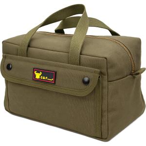 Waxed Canvas All Purpose Military Style Duffle Bag, Water-Resistant, Adjustable Strap, Fully Lined, Double Zipper Closure, heavy Duty, Olive Green (Olive Green (11 inch x 7 inch x 6 inch))