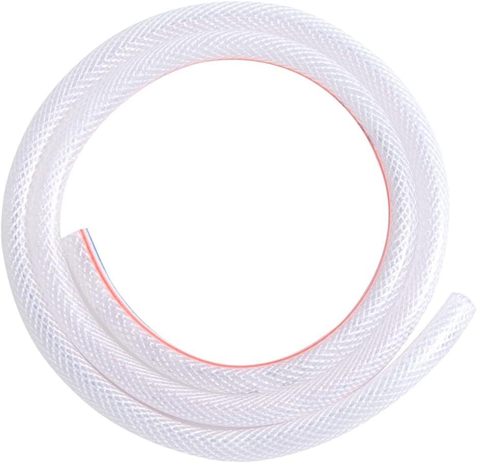 Ququyi PVC 1-1/2" ID x 1-13/16" OD Braided Clear Flexible PVC Tubing Soft for Four Seasons Vinky Tube, Reinforced Vinyl Hose for Water Discharge& Oil Transfer, 16.4ft