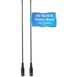 TIDRADIO Airband Antenna &Police Band (2 Pack, UHF/VHF-120/300MHz), Ham Radio Antenna for BAOFENG 5RM UV-5R Mini BF-F8HP PRO UV32 DM-32 UV-5G Plus K5PLUS UV-21R TD-H3 Plus Walkie Talkie SMA Antenna
