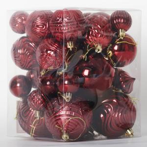 Christmas Ornaments Set with 36pcs Shatterproof Christmas Tree Decorations Multi-Size Christmas Ball Ornaments with 7 Styles Burgundy