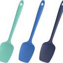 Heat Resistant Silicone Spoon Spatulas, Doosu 600F High Temp Flexible Cooking Spoons Kitchen Spoonula Scratch-Proof for Mixing Stirring Scraping Serving Non-Stick Cookware (Set of 3, Multi-4)