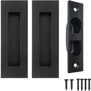 Pocket Door Handles and Edge Pull,4.72 inch Recessed Flush Finger Pulls,304 Stainless Steel Pocket Door Hardware, Black