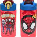 Zak Designs Marvel Spider-Man Kids Water Bottle with Spout Cover and Carrying Loop, Durable Plastic, Leak-Proof Design for Travel (16 oz, 2-Pack, Spidey and His Amazing Friends)