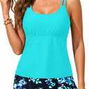Tempt Me Women Tankini Swimsuits with Skirt - Two Piece Tummy Control Bathing Suit with Pockets Loose Fit 2026 Swimwear (Blue, L)