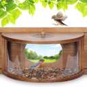 MIXXIDEA Wooden Bird Feeder With 180 Degree Clear View, Large Window Mount, Easy-Refill Top, Easy to Assemble, 23-36" Wide for Watching (Brown)