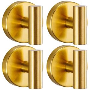 warlve Heavy Duty Reusable Suction Cup Hooks for Shower - No Drill Bathroom/Glass/Mirror/Tiles & Metal Surfaces,and Smooth Non-Porous Surfaces for Towels, Robes, Loofahs (4, Brushed Gold)