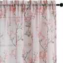SMILE WEAVER Blush Pink Sheer Curtains 84 inch Length for Living Room,Floral Curtains Light Filtering Voile Linen Textured Rod Pocket Semi Sheer Window Drapes for Bedroom/Kitchen,2 Panels, 52"W x 84"L