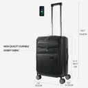 KROSER Hardside Expandable Carry On Luggage 22x14x9 Airline Approved With Front Business Pockets, 20 Inch Suitcases with Wheels, Carry on Suitcase with TSA Lock & USB Port, Black