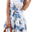 PRETTYGARDEN Women's Summer Tie One Shoulder Boho Floral Dress Elastic Waist Tiered Ruffle A Line Flowy Mini Dresses (Print White), Size: Small