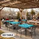 LUSHVIDA 2 Packs Vinyl Card Tablecloth with Flannel Backing 48x48 inch - Waterproof Plastic Picnic Table Cover for Square Folding Table Cloth with Elastic Corners, Teal