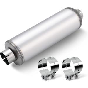 A-KARCK 4.0" Inlet&Outlet Diesel Exhaust Muffler,8" x 24" Body, 30" Overall Length, Stainless Steel Resonator Muffler with Clamp, Straight Through Design