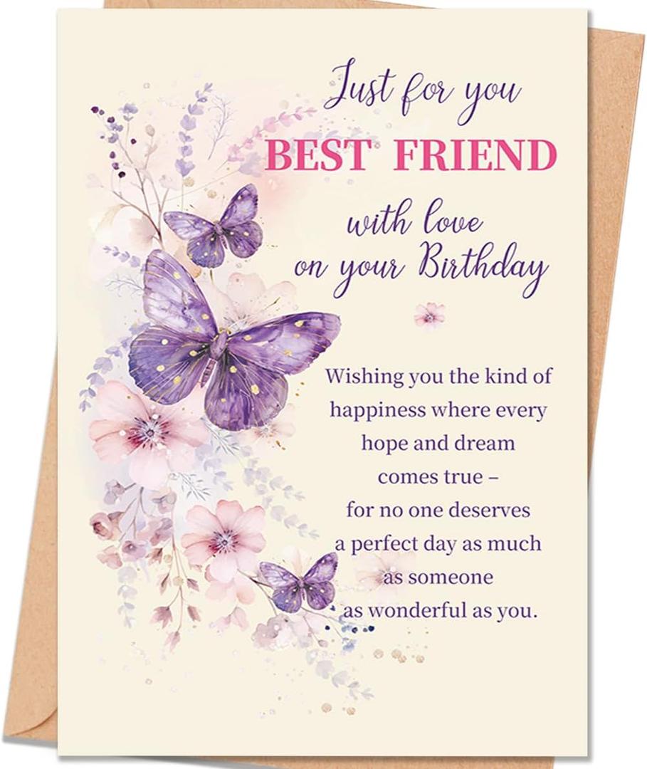 4 x Best Friend Birthday Card, Birthday Gift for Women