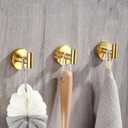 Towel Hooks Shower Suction Hook Towel Hanger for Bathroom Hanging Coat, Robe, Removable Wall Mounted Hook for Bedroom Kitchen Hotel Pool Brushed Gold(2-Pack)