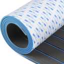 OCEANBROAD EVA Foam Boat Flooring with 3M Adhesive Backing Marine Self-Adhesive Decking 96''x45.6''/36''/28.8''/16.8'', 48''x16.8'' Faux Teak Sheet for Jon Boats Swim Platform Helm Pad RV Floor (Dark Gray with Blue Seam Lines)