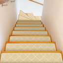 Stair Treads Non-Slip Carpet Indoor, 15 Packs 30X8in Stair Carpet Runners for Wooden Steps with Reusable Adhesive for Kids Elders, and Dogs, 100% Polyester Surface TPR Backing Stair Rugs, Beige