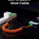 chubbycable Neon Chubby Neon Glow Coiled USB C Cable for Car 100W Fast Charging Spring Cable with Gradient Illumination Compatible with iPhone 17-15 Series, Green, USB-A to Type-C, 1.64FT-4.43FT