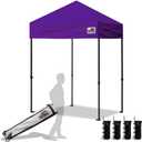 Eurmax USA 5x5ft Pop Up Canopy, Commercial Instant Tent for Outdoor Events, Patented No-Tip Rolling Storage Bag with 4 Sandbags, UV & Water Resistant, Heavy Duty Portable Shelter Gazebo,Purple