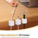 6 Pack Magnetic Cord Organizer White, Adhesive Cable Clips for Desk Nightstand, Cord Management Holder for Wall Car, Wire Keeper for Phone Charger Wires & Charging Cables - White