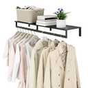 Audmore Wall Mounted Clothes Rack with Top Shelf, 41'' Industrial Clothing Rack Heavy Duty, Metal Shelf with Hanging Rod, Garment Rack Laundry Room Shelves, Space Saving