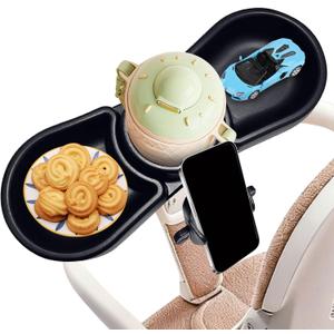 Universal Stroller Snack Tray, Compatible with Nuna Bugaboo Uppababy with Cups Phone Holder Attachment, Baby Toddler Amusement Park Essentials Stroller Accessories
