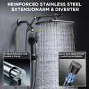 Veken 11.8" Rain Shower Head with Handheld, High Pressure Handheld Shower Heads with Multi Spray Modes, Rainfall Combo with 15" Metal Extension Arm,Detachable Dual Shower, Long 6 ft. Hose,Matte Black