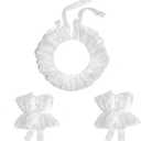 Clown Collar and Cuffs,Jester Neck Ruffle Lace Detachable Clown Costume Accessories Halloween (One Size, White)