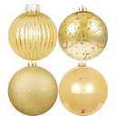 6in Large Christmas Ornaments Shatterproof Christmas Ball Ornaments Giant Xmas Tree Decoration Decorative Hanging Mercury Balls for Party, Home, Holiday (Gold, 4pc)