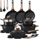 CAROTE 26PCS Pots and Pans Set Non Stick, Cookware Set Pots and Pans Induction Cook Ware, Nonstick Kitchen Cooking, PFOA Free, Black, 26 Piece