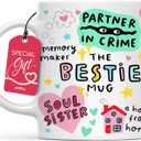 Gossby Bestie Coffee Mug - Best Friend Gift For Women - Friendship Gift for Female Friend - Friendship Gifts For Women Birthday - Gifts For Close Female Friends - 11oz White Ceramic Cup