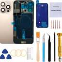 Rear Back Glass Replacement for iPhone 16 Pro 6.3-inches with Reparing Tool Kit and All Necessary Parts (Desert Titanium)