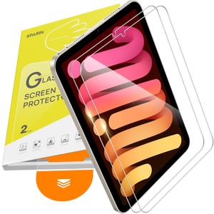 SPARIN Screen Protector for iPad Mini 7 8.3 inches 2024 (A17 Pro)/iPad Mini 6 2021, [2 Pack] for iPad Mini 7th/6th Generation Tempered Glass, Auto Alignment/Easy Installation Tray/Case Friendly