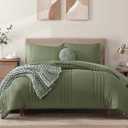 Monbix Full Comforter Set - 7 Pieces Light Green Bed in a Bag Full Size Bedding Sets with Comforters, All Seasons Down Alternative Comforter with Sheets,Pillowcases & Shams