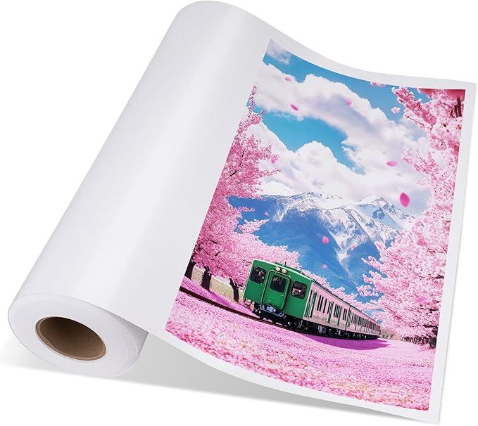Photo Paper Roll Glossy 24 inch x 164ft, 260g, Wide Format for Inkjet Printers, Universal, Waterproof, Quick Dry and Large Capacity