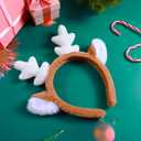 WLLHYF Reindeer Antlers Headband, Animal Ears Antler Headband Cute Deer Ear Hairband for Halloween Christmas Festival (White)