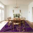 8x10 Area Rug Purple Gold Modern Rug for Living Room Indoor Machine Washable Abstract Rugs for Bedroom Ultra Soft Dining Room Large Carpet Non-Slip Non-Shedding Throw Rug for Home Office