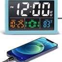 Digital Alarm Clock, with 5.5" Large LED Time Display, Adjustable Alarm Volume, 6 Level Brightness, Alarm Settings, USB Charger, Temperature Detect, Snooze, Clocks for Bedroom, Bedside, Desk, Blue (5.5 inches)
